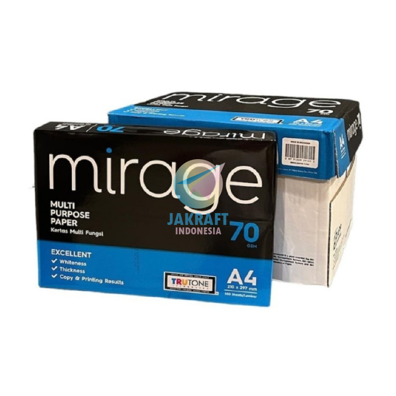 

( Lembar) Kertas HVS A4 70 Gsm Gram MIRAGE Copy Copier Paper dari Sinar Dunia Seperti PaperOne RIM