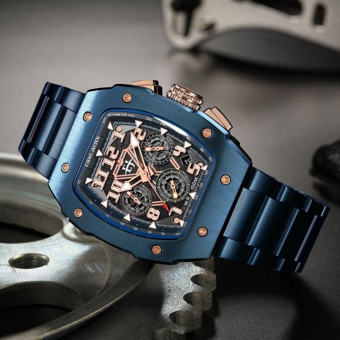 DISKON jam tangan  Evans Jayden Jam Tangan Pria 9592 Rantai Kaca Sapphire Chronograph Water