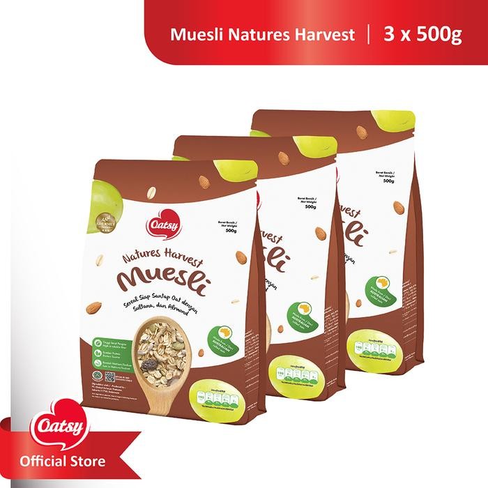 

PastikanTerjaminMutunya- OATSY Muesli Natures Harvest 500gr (Triple Pack)