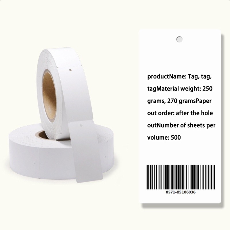 1PCS/ROLL Label Tag Baju/Cetak Hangtag Baju /Hang Tag Putih Kertas Perunggu 35*50MM
