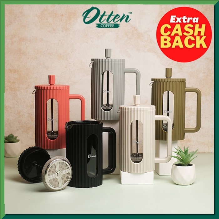 Kaia French Press - Otten Coffee Tea Plunger Glass / Alat Kopi Gelas Kaca Minimalis Pastel 600ml