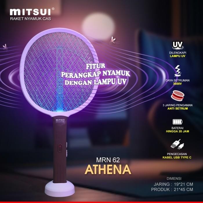 Raket Nyamuk Athena Mitsui Bonus Kabel Casan bisa Cas Ulang Raket Nyamuk Mitsui Raket nyamuk Zeus