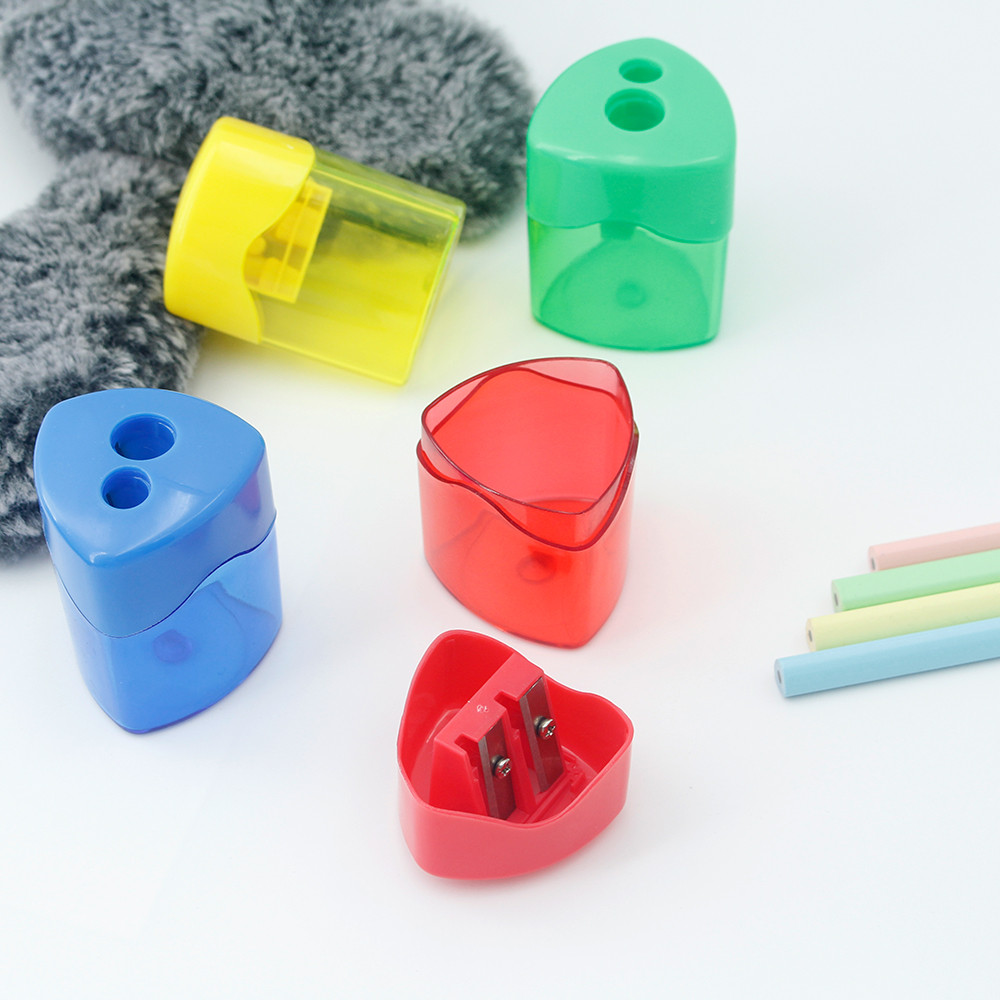 

1Pc Triangular 4 Colors Classic Pencil Sharpener Double Hole School And Office Supplies 531Afor