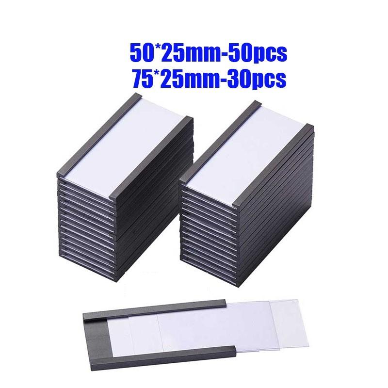 

50pcs 50x25mm 75*25mm Magnetic Label Holder Magnetik Label Dirak Tag Magnetik