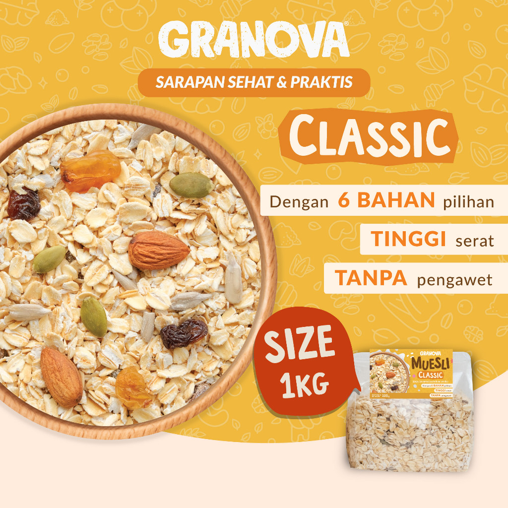 

Granova - Classic Muesli / Oat dengan Buah Kering & Kacang (Breakfast Muesli, Classic Muesli,