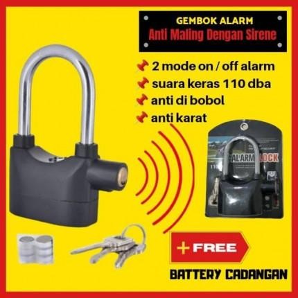 GEMBOK ALARM ANTI MALING KRISBOW ORIGINAL PADLOCK SENSOR GETAR 110DB KUNCI PAGAR RUMAH TAHAN AIR ORI