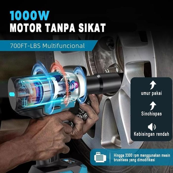 READY STOK MAKITA Impact Wrench 1090V Impact Baterai 588V Brushless 950N.M Electric Impact Wrench
