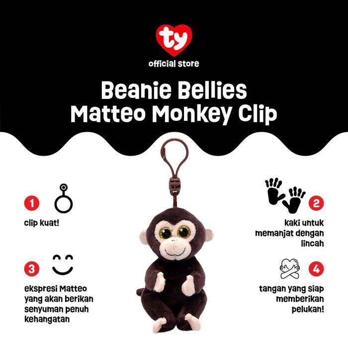 TY Beanie Bellies Matteo Monkey Keychain - Gantungan Kunci Boneka