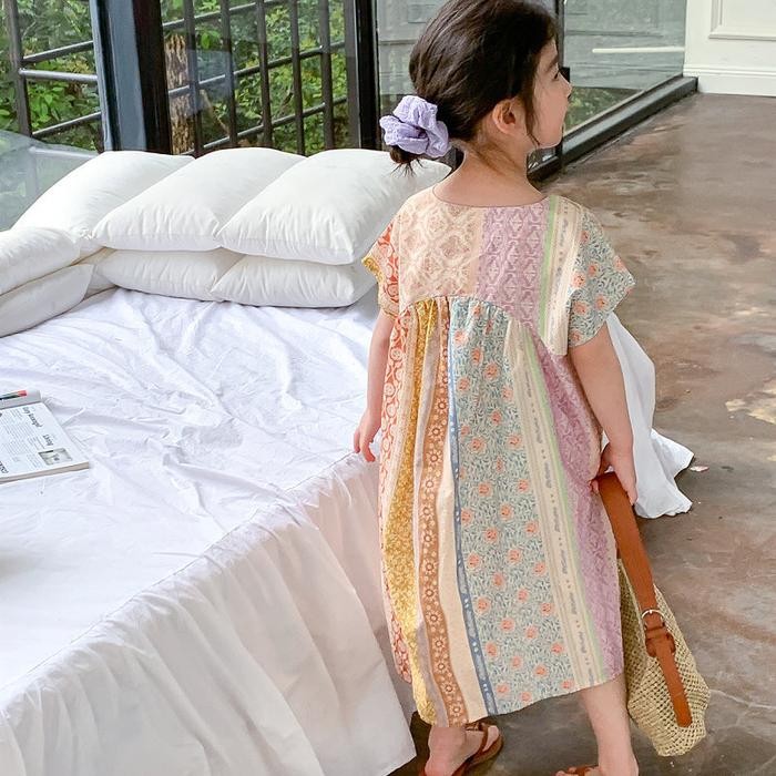 Beechic.Kids Dress Batik Anak Import Colorful - Dress Anak Perempuan Motif Batik Dress Model Gaun