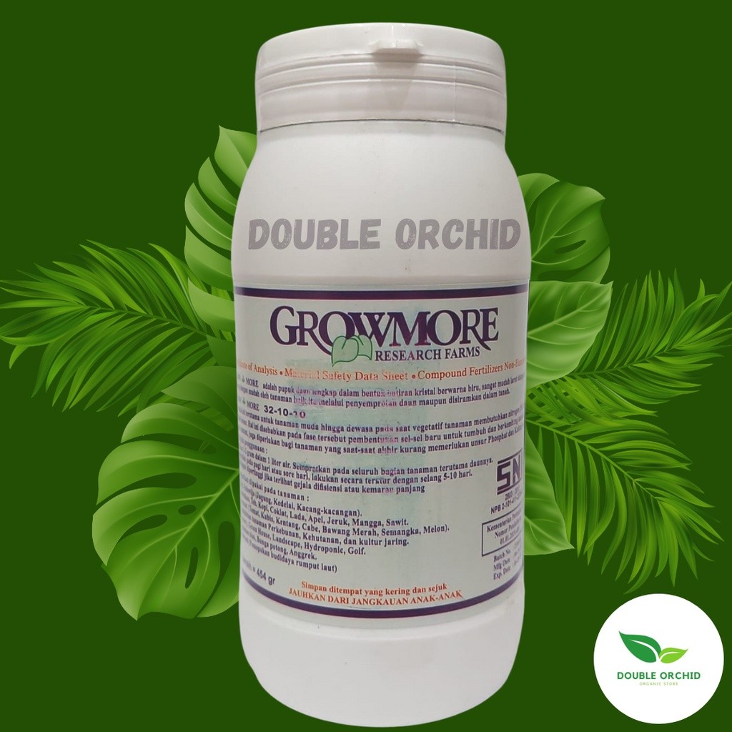 PUPUK NPK GROWMORE DAUN 32 10 10 DAN BUNGA 10 55 10 KEMASAN BOTOL 454GR PUPUK GROWTH MORE
