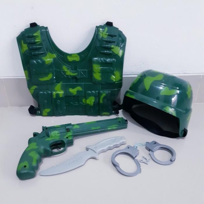 Mainan Set Perlengkapan Tentara- Helm Rompi Pistol Anak #Gratisongkir