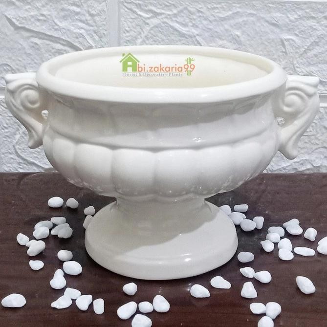 Vas Bunga/Pot Keramik Bambu Hoki