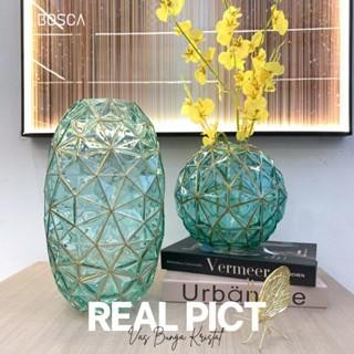 Vas Bunga Kristal Abu Gold / Vas Bunga Mewah Aestetic Kristal Abu Gold