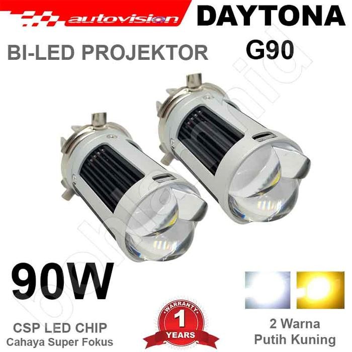 Led Mobil Bi Led 90W Projektor Twin Laser 2 Warna H4 Hi/Lo Autovision Daytona