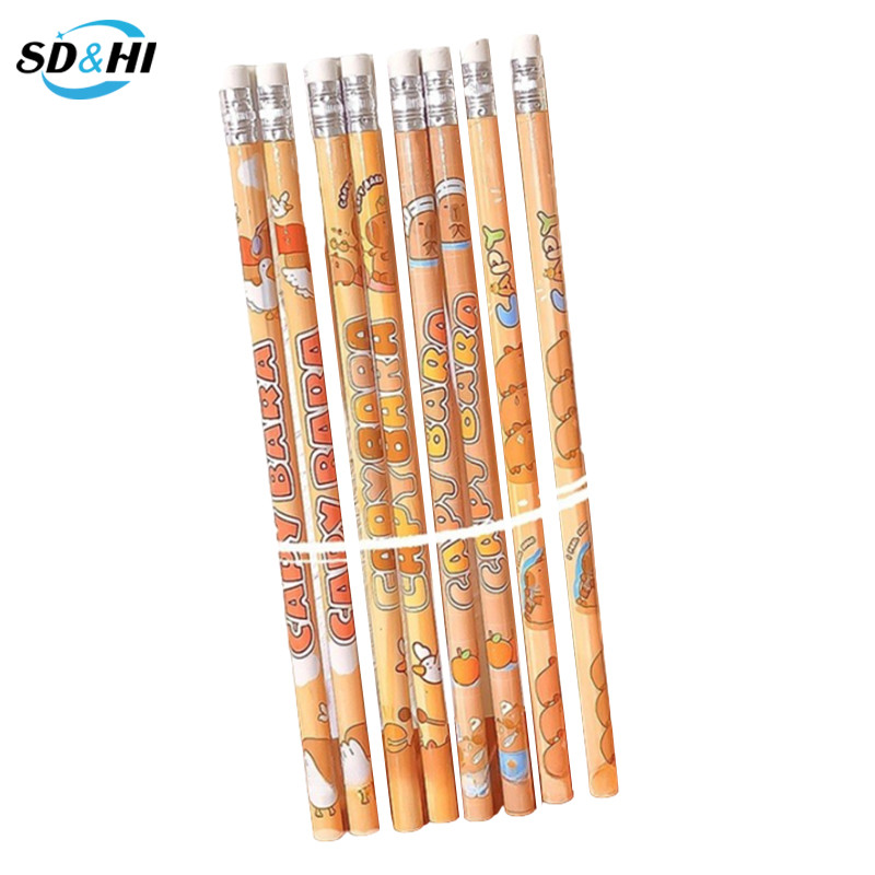 

8Pcs/Box Cartoon Cute Capybara Pencil Kawaii Hb Sketch Drawing Items Student Stationery School