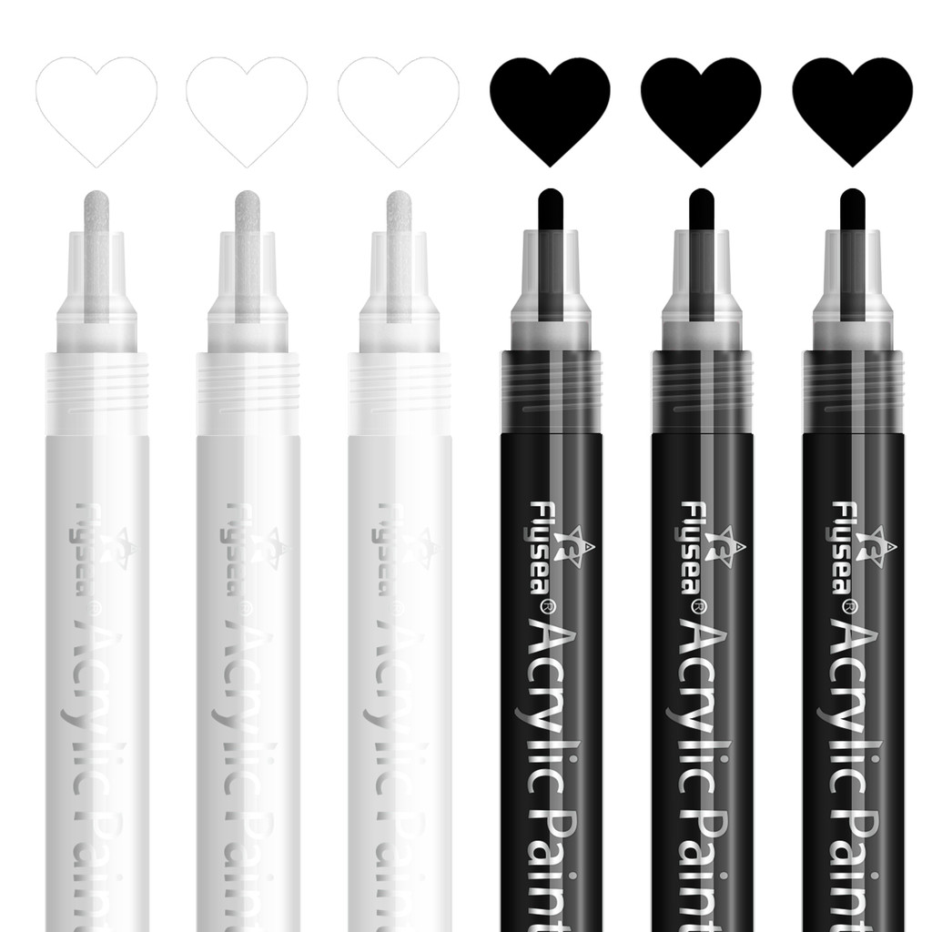 

Black White Permanent Markers Acrylic Paint Pens Crafts Supplies, Water-Based, Quick Dry, Waterproof