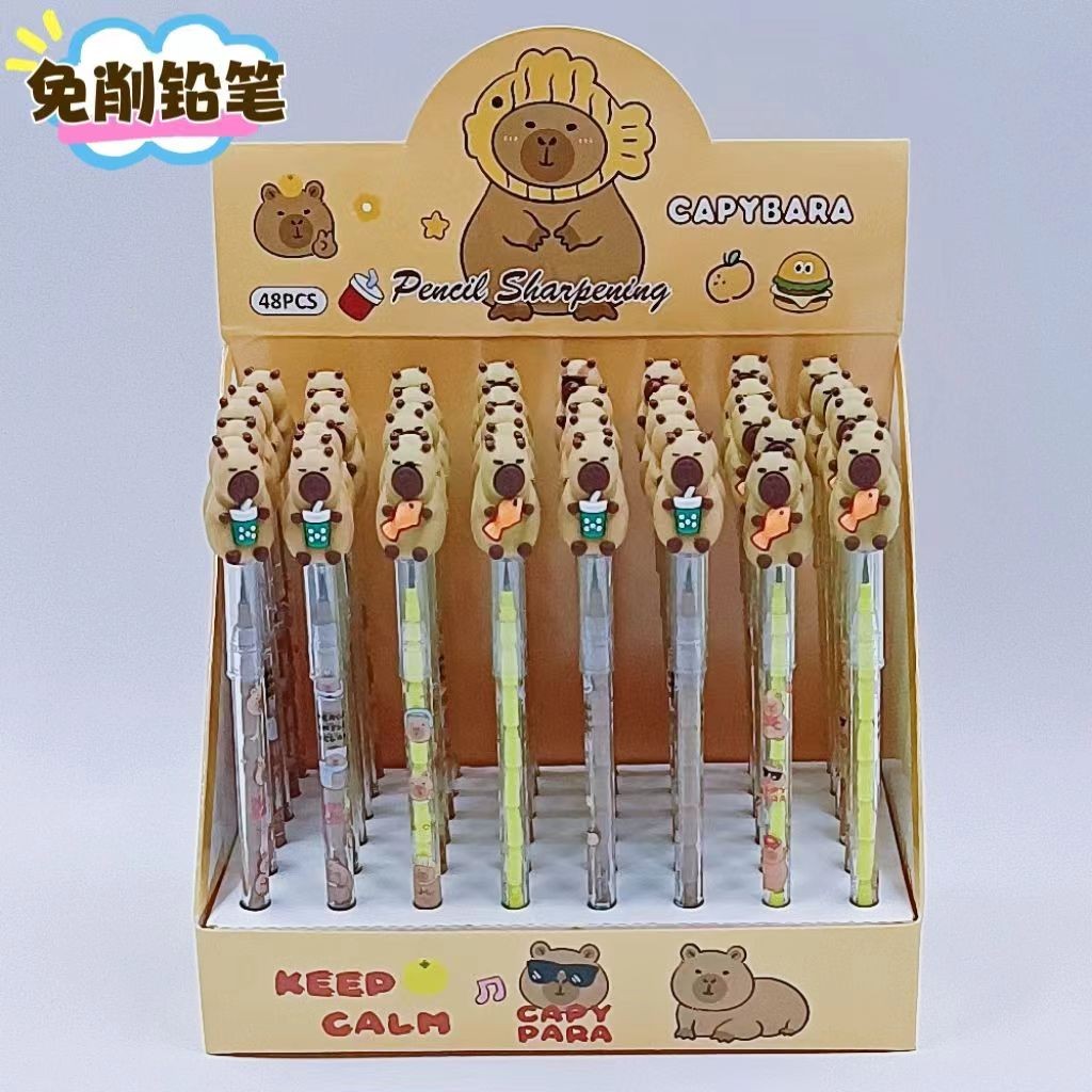 

2Pcs/Set Capybara Cute Cartoon Non-Sharpening Pencils Pen Cap Hb Lead Students Writing Pens Pencil