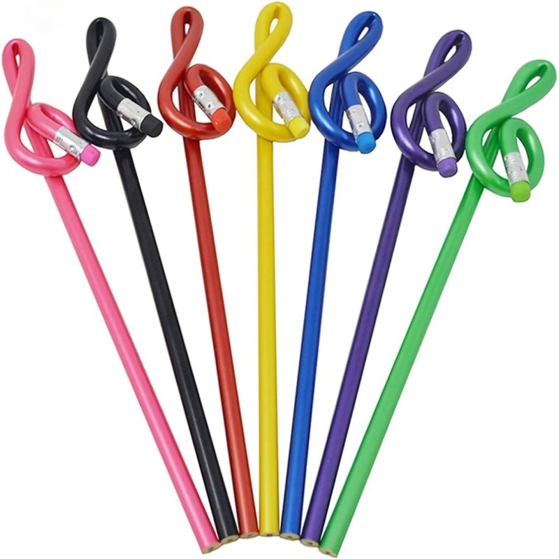 

3 Pcs Cartoon Treble Clef Pencil Cartoon Musical Note Shape Pencil With Eraser , Nice Gift For