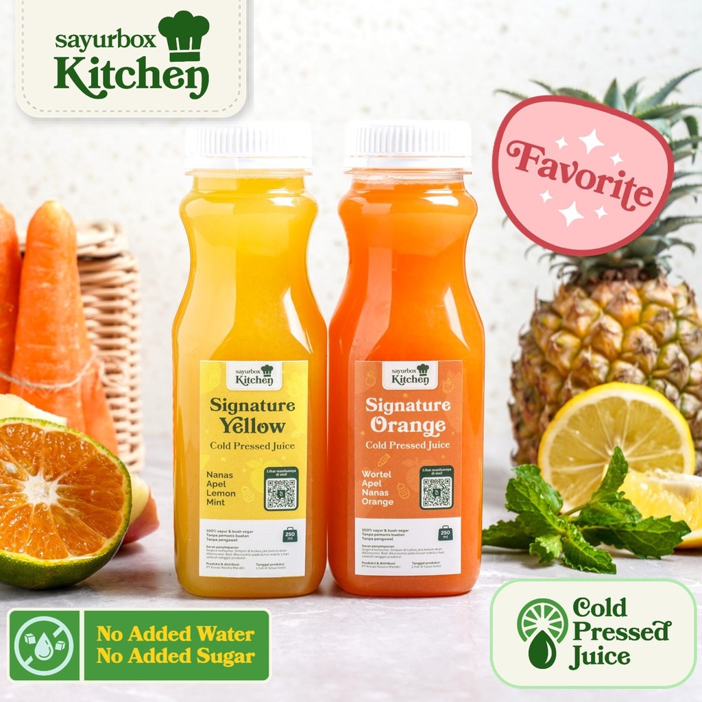 

Bundle - Sayurbox Kitchen Cold Pressed Juice Signature Orange dan Signature Yellow 1 pack