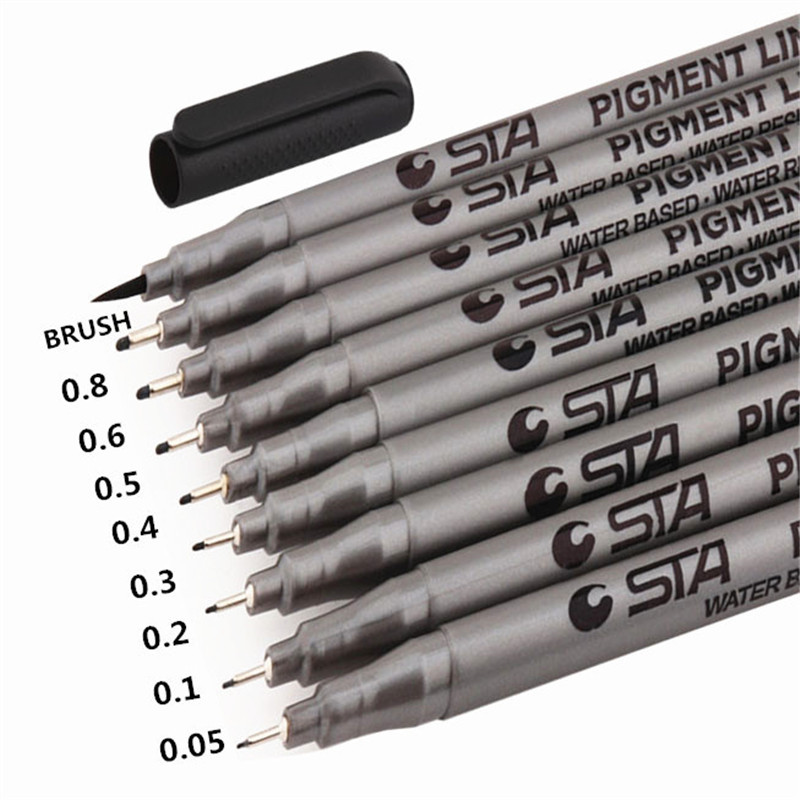 

Waterproof Art Markers Brush Pen Sketch Drawing Comics Pigment Line Pens Office School Stationery