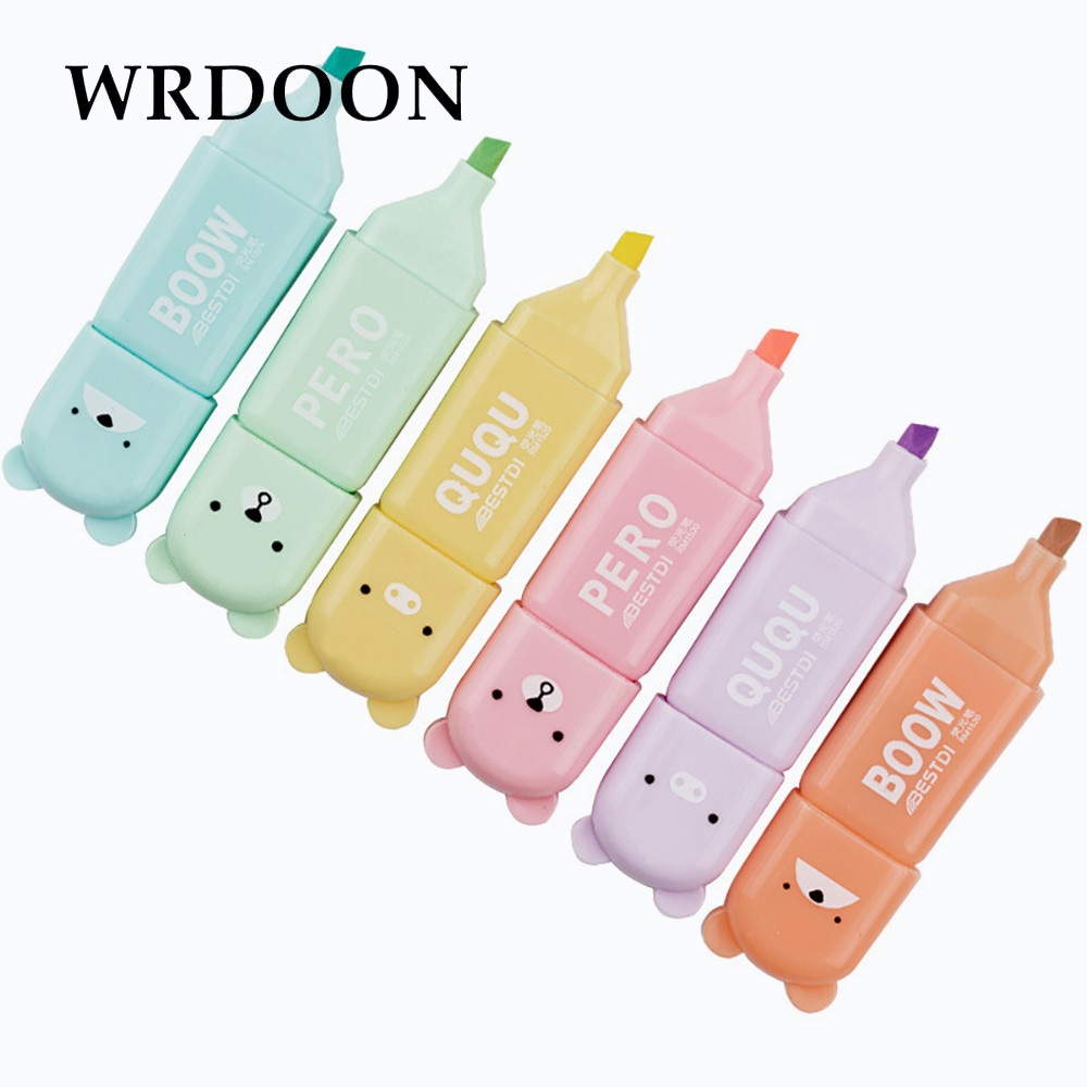

4/5/6Pcs Mini Highlighter Set Bear Shaped Highlighter Markers Writing Pens Colored Markers Kawaii
