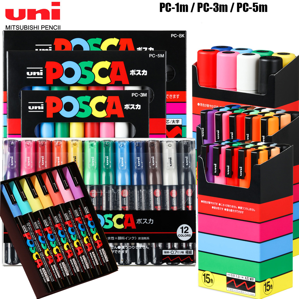 

Uni Posca Marker Pen Set,Acrylic Plumones Rotuladores Pc-1M,3M,5M,8K,17K,7/8/15 Colors Pop Poster