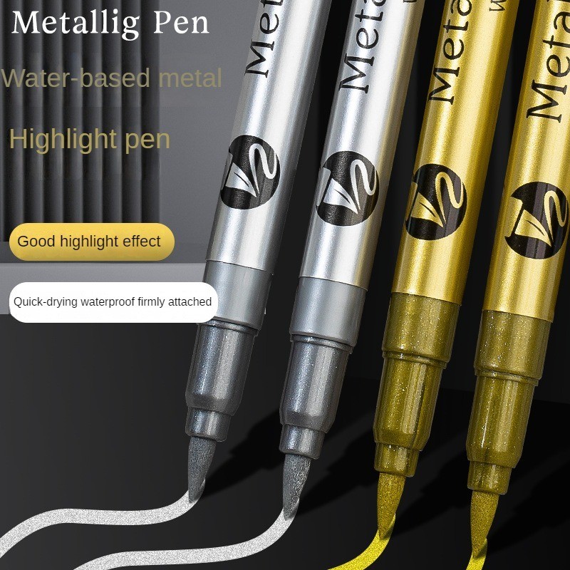 

4Pcs/Set Permanent Brush Metallic Art Markers Pens Silver/Gold/Copper/White Paint Pen For Rock