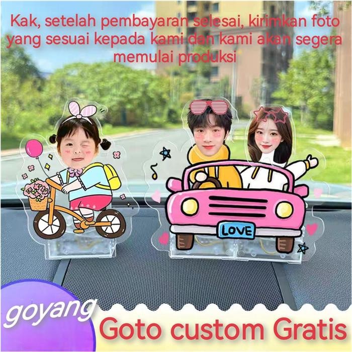 Cod Diy Foto Hiasan Goyang/Hiasan Mobil/Foto Kustom Gratis/Akrilik/Mainan Goyang/Mainan Penghilang
