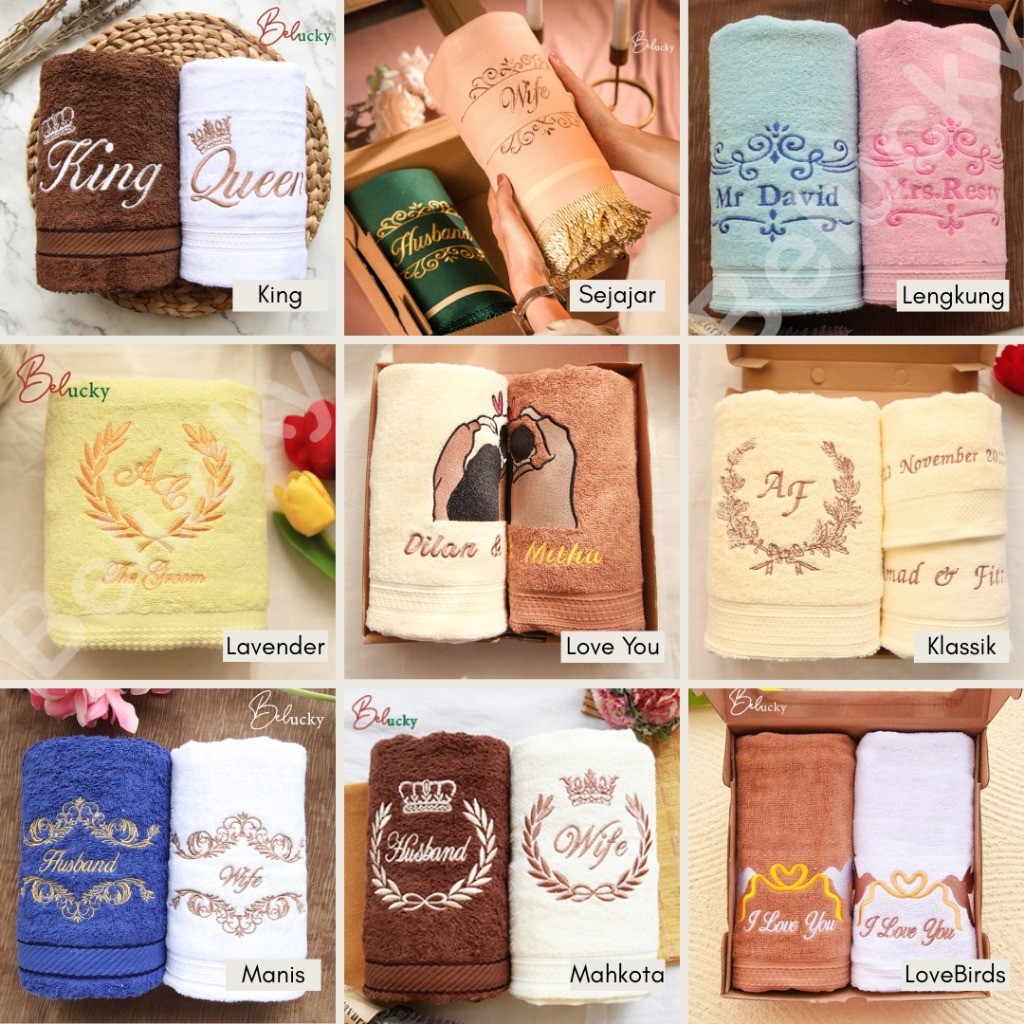 Terapitrendy Sprei Set Katun Motif Bordir Custom Nama Premium Kado Pernikahan Seserahan Wedding