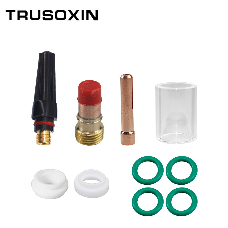 10Pcs TIG Welding Torch Kit TIG Welding Stubby Gas Lens #10 Pyrex Cup