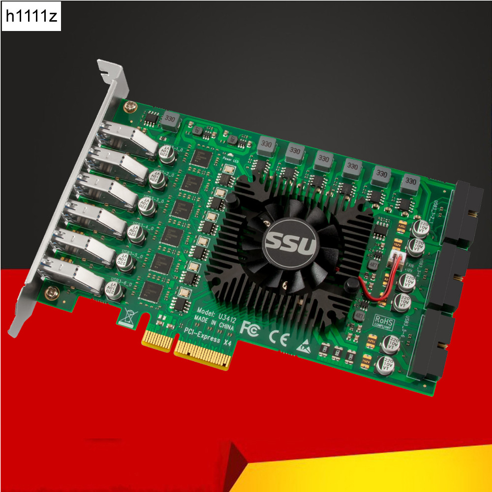 BEST SELLER USB 3.0 PCI Express Adapter PCI e to 12Port USB 3 Expansion Card 6 Channel USB3 PCIe x4 
