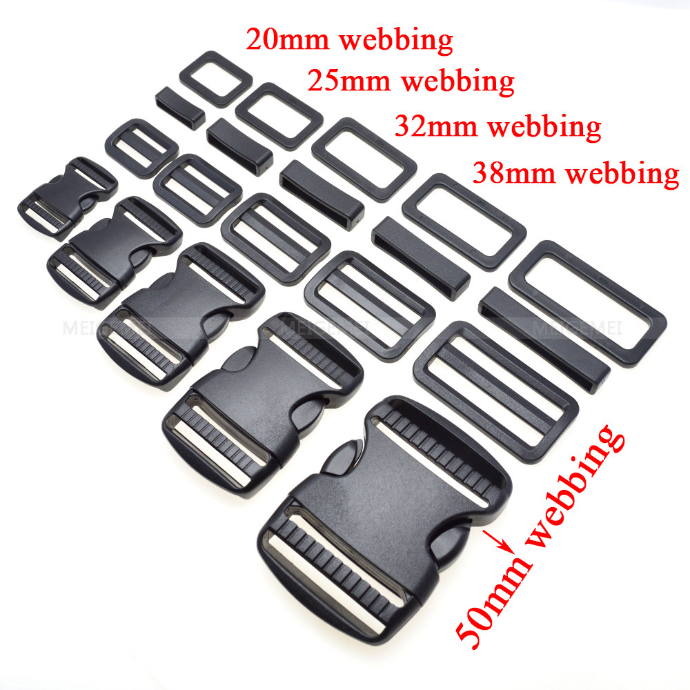 

1 Set 20Mm 25Mm 30Mm 38Mm 50Mm Plastic Slider Adjustable Rectangle Ring Belt Loop Curved Side