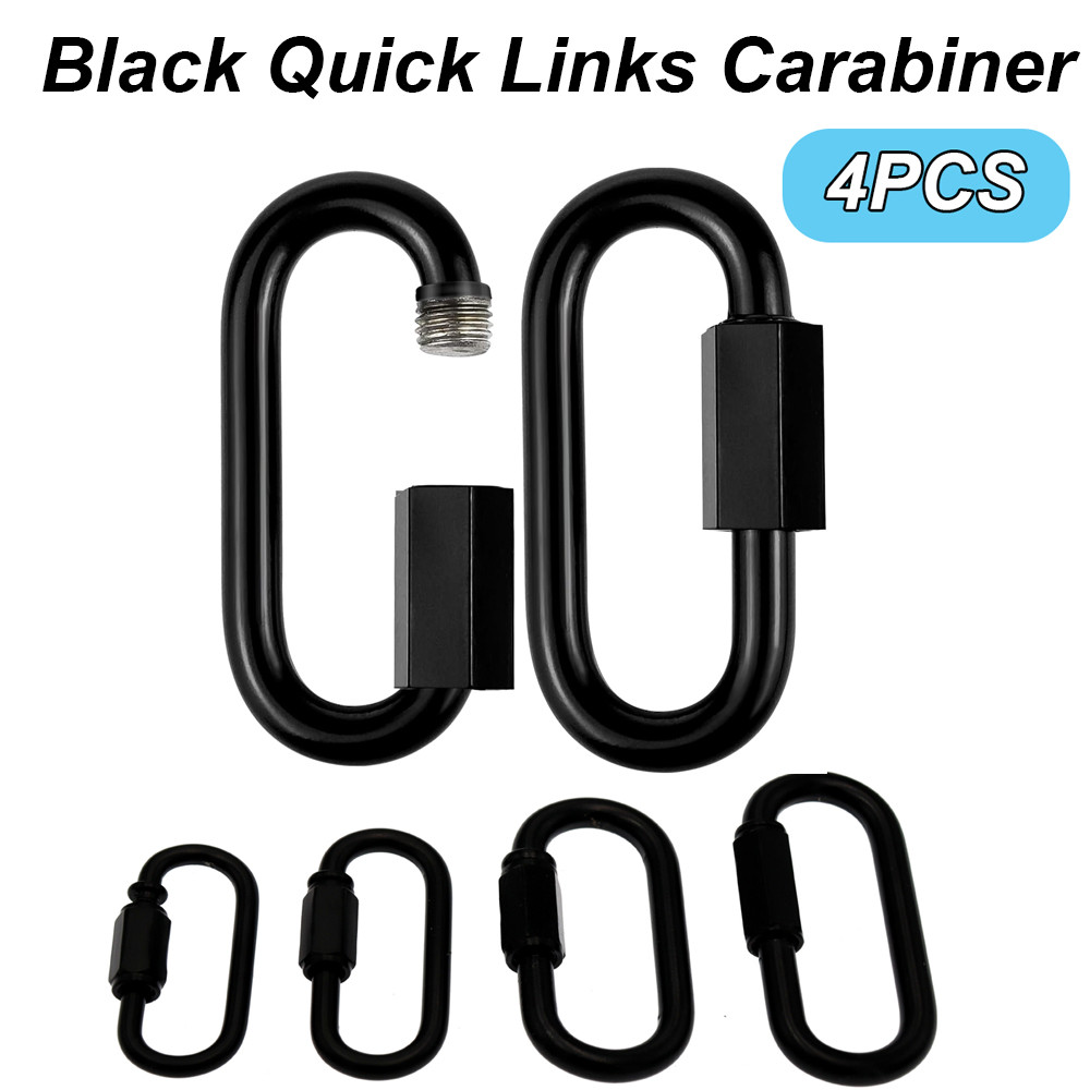 

4Pcs Black Stainless Steel Quick Links Carabiner Locking Quick Chain Repair Links Safety Snap Hook