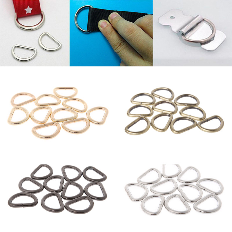 

10Pcs 13-25Mm Metal D Ring Strap Buckle Half Round Shaped Non Welded Ring Diy Backpack Straps