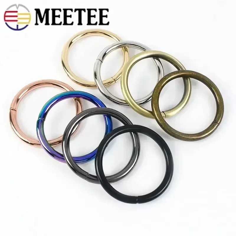 

Meetee 10Pcs 12-50Mm Metal O Ring Buckles Bag Strap Adjust Buckle Handbag Webbing Keychain Loop