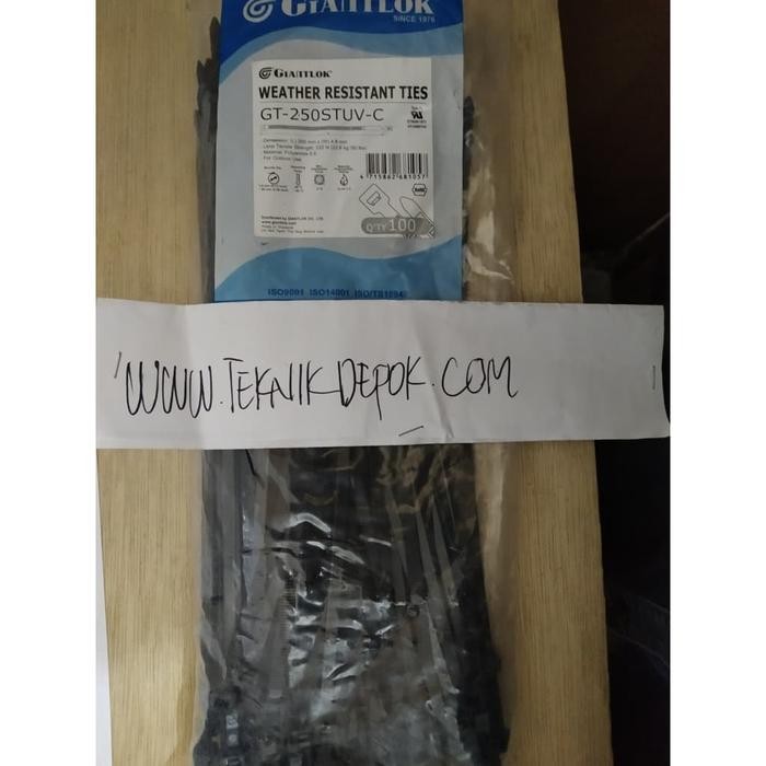 

Kabel Ties GT 4.8 x 250 mm ST UV Giantlok Hitam Pengikat Isi 100 Depok