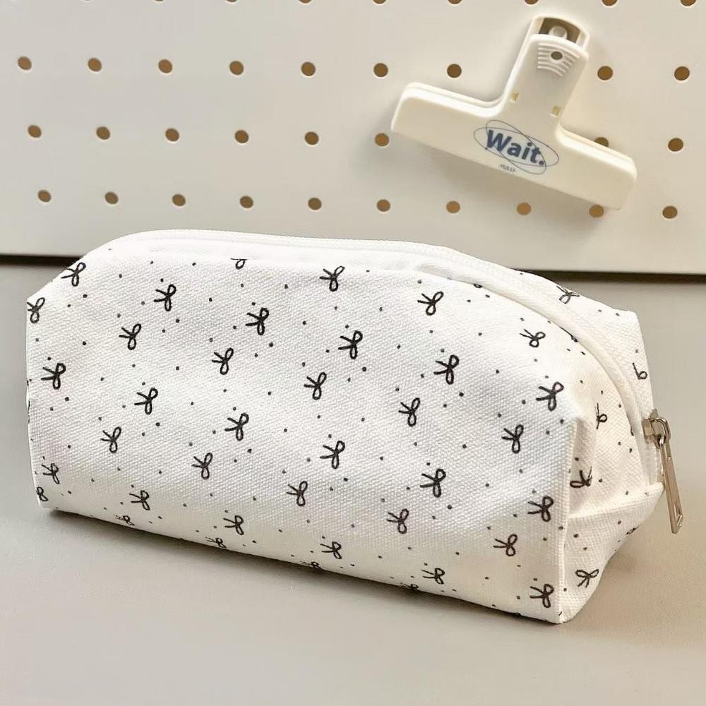 

Simple Black Bow Pencil Case Ins Cute Girl Student Large Capacity Stationery Storage Bag