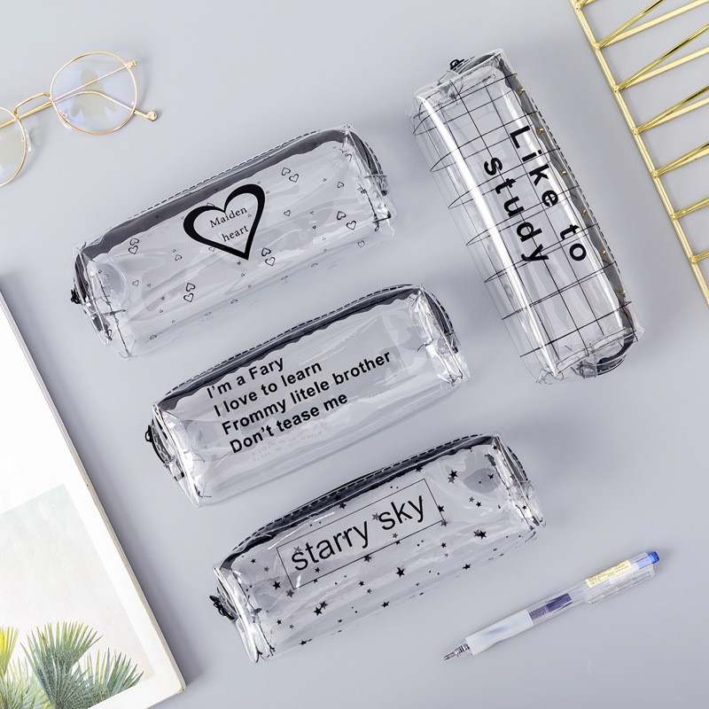 

1Pcs Kawaii Pencil Case Cartoon Transparent Letter Octagonal School Pencil Box Pencilcase School