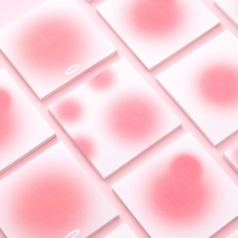 

50Sheets/Pc Gradient Color Sticky Note Self-Adhesive Notepad Red Dots Prints Memo Pad For Staff