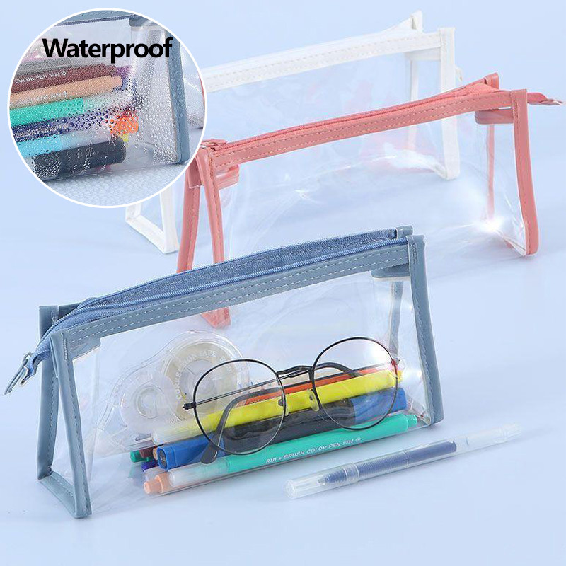 

Transparent Pencil Case Large Capacity Cosmetic Bag With Zipper Stationery Waterproof Stationery
