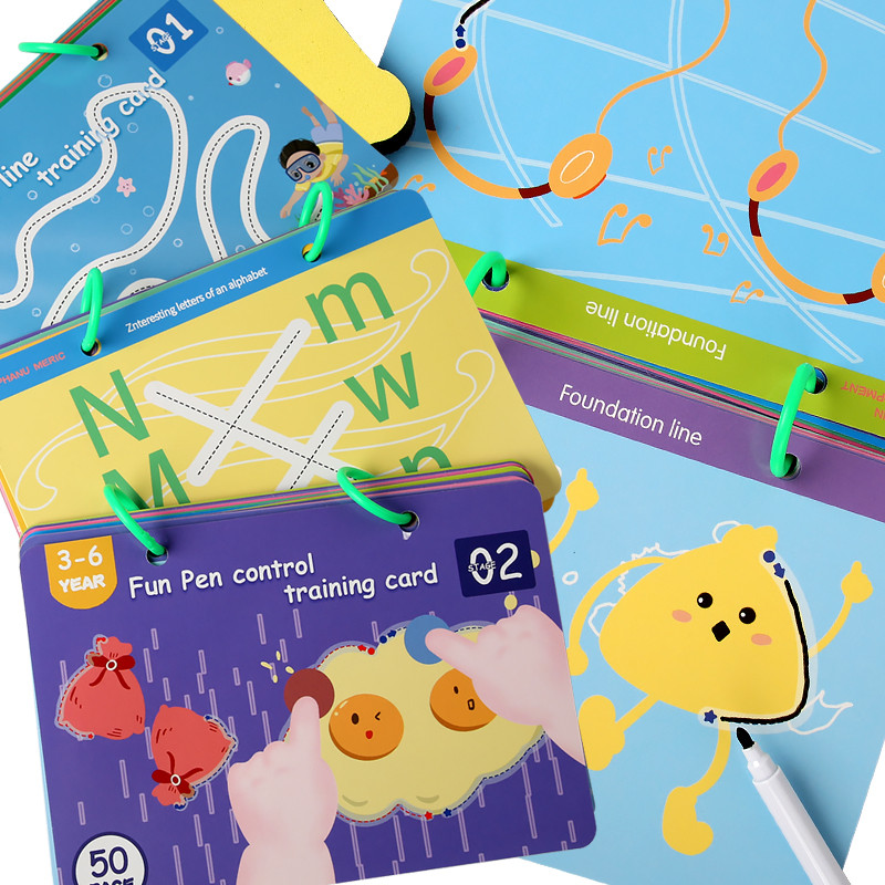 

Montessori Magic Drawing Toy Set For Children Pen Control Training Color Shape Math Match Game