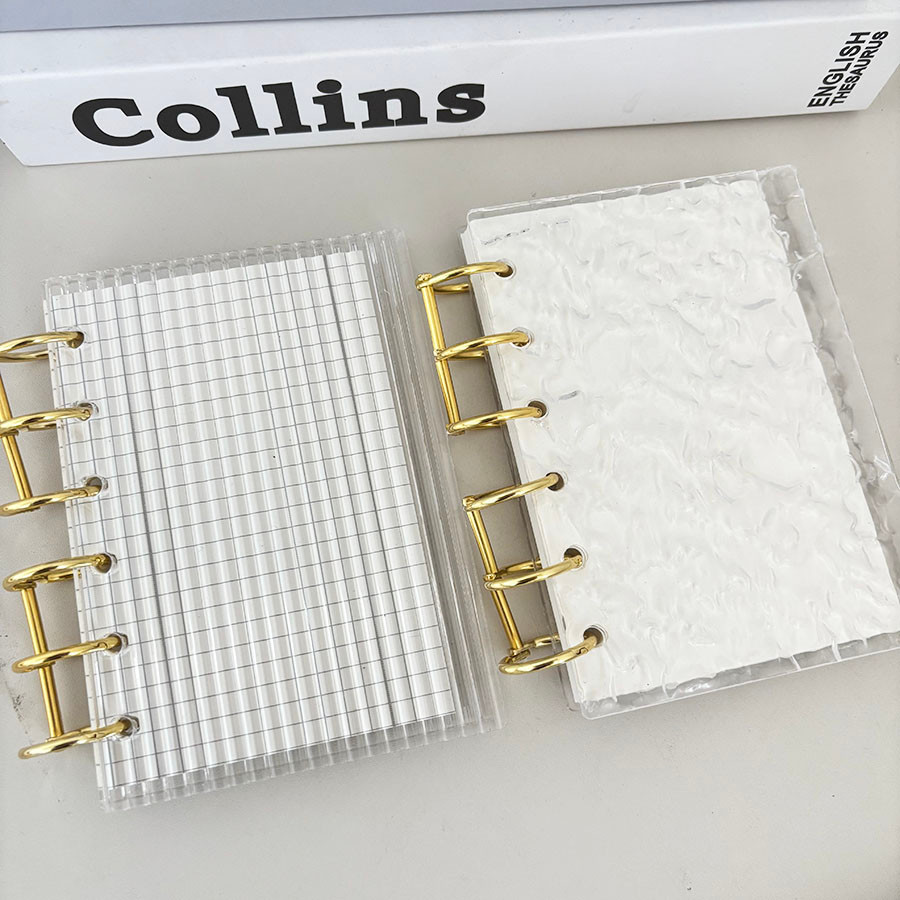 

A7 Acrylic Binder Pmma Hard Cover Diary, Loose Leaf Diy Junk Journal Handbook, Clear/Black Hard