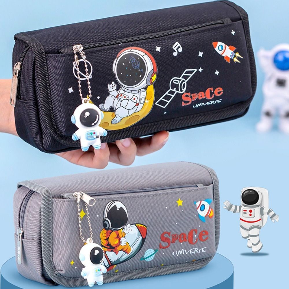

Four/Double Layers Pen Bag Astronaut Pattern Large Capacity Pen Box Dirt Resistant Stationery