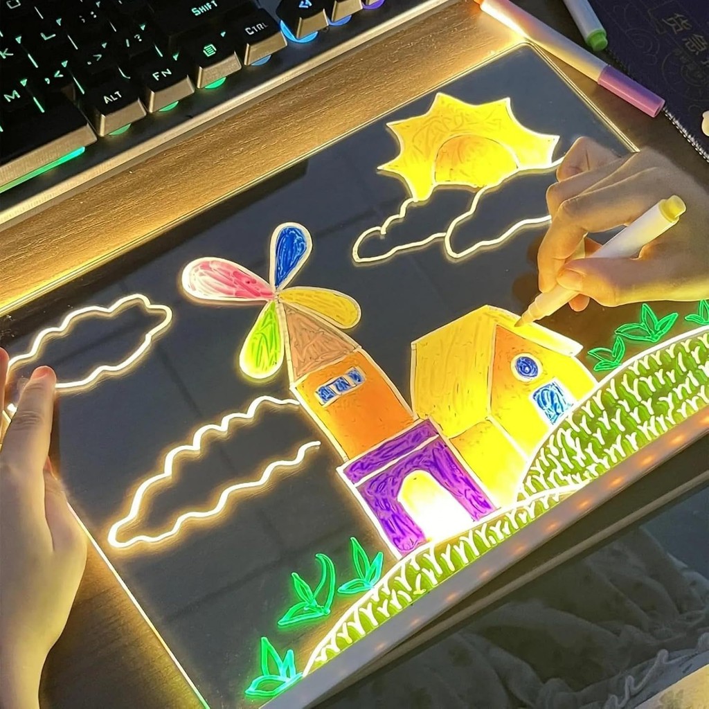 

Led Hand Drawing Board Lamp Diy Children Handicraft Festivals Led Luminous Tablet Drawing Set