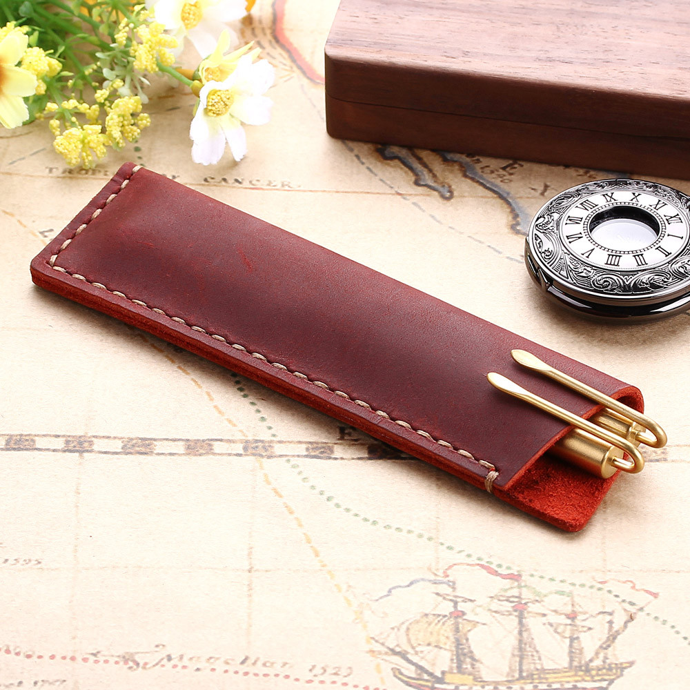 

Handmade Genuine Leather Pen Bag Rustic Holder Case Vintage Retro Style Accessories For Notebook