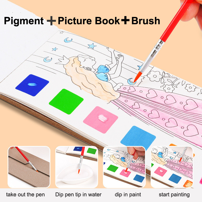 

12/20 Sheets Portable Coloring Book Children Watercolor Painting Book Kids Gouache Graffiti Picture