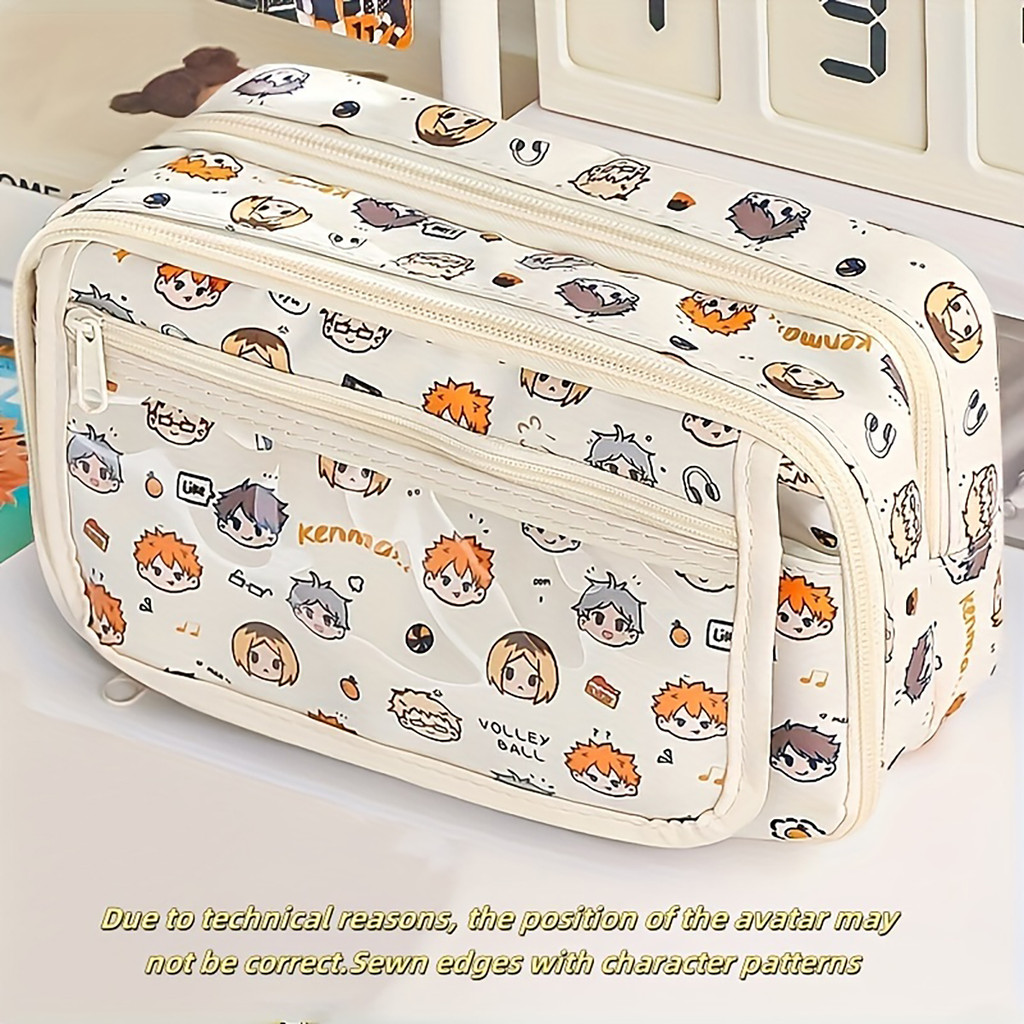 

Anime Character Print Pencil Case - Dual-Zip Large Capacity Stationery Pouch - Durable Multi-Purpose