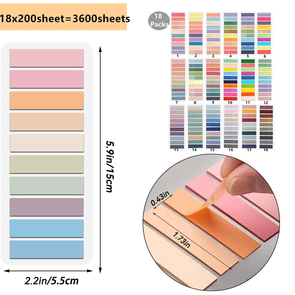 

18Packs/Set Transparent Sticky Notes Self-Adhesive Bookmarker Annotation Reading Book Clear Tab