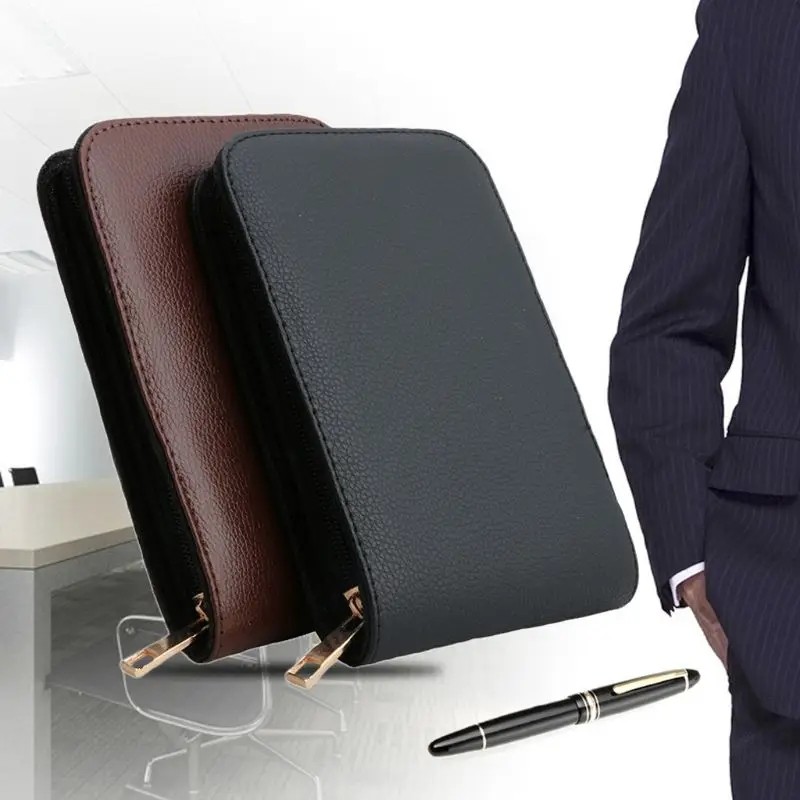 

12 Pens Fountain Pen/Roller Pen Faux Leather Zipper For Case Holder New
