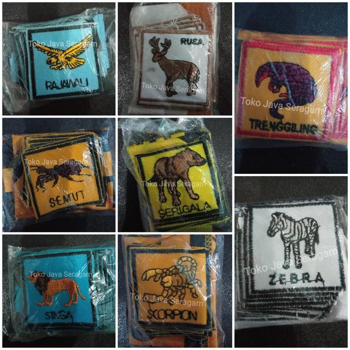 MILIKI SEGERA BET 1 SET TANDA REGU BENDERA PRAMUKA PUTRA RUSA SINGA SCORPION BMN